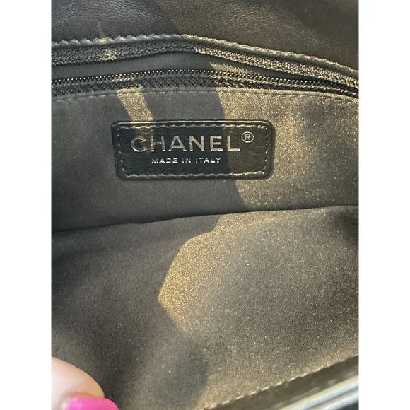 Authentic Chanel Black Quilted Lambskin Leather 3 Accordion Flap Bag - Picture 5 of 11